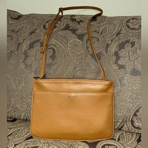 MATT&NAT Crossbody tan purse with double purse compartments